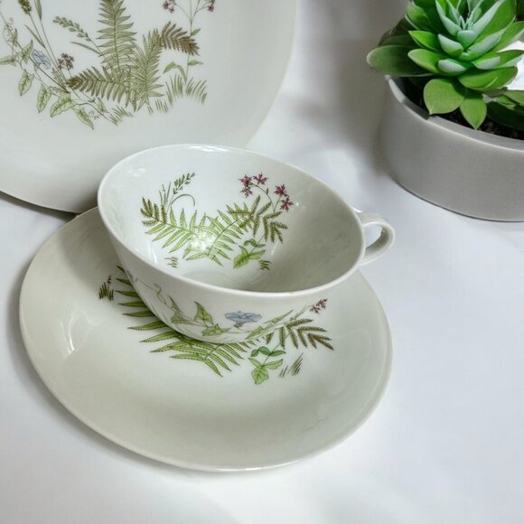 Vintage H&C Bavaria Germany Heinrich Teacup Saucer & Dessert Plate FERNS - Picture 2 of 8